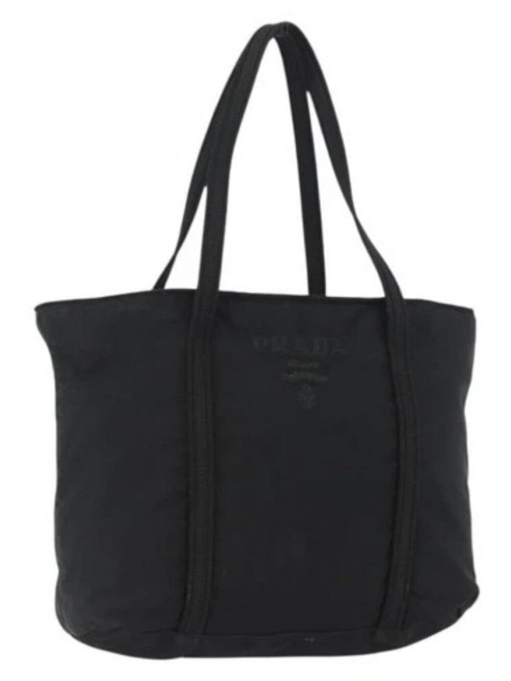 PRADA Tote Bag Nylon Black Silver Auth bs32788